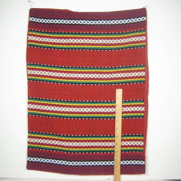 Handwoven Pillowcase ONLY Tapestry Decor Weaving Table Runner Red 21.5 In Rustic - Picture 2 of 4